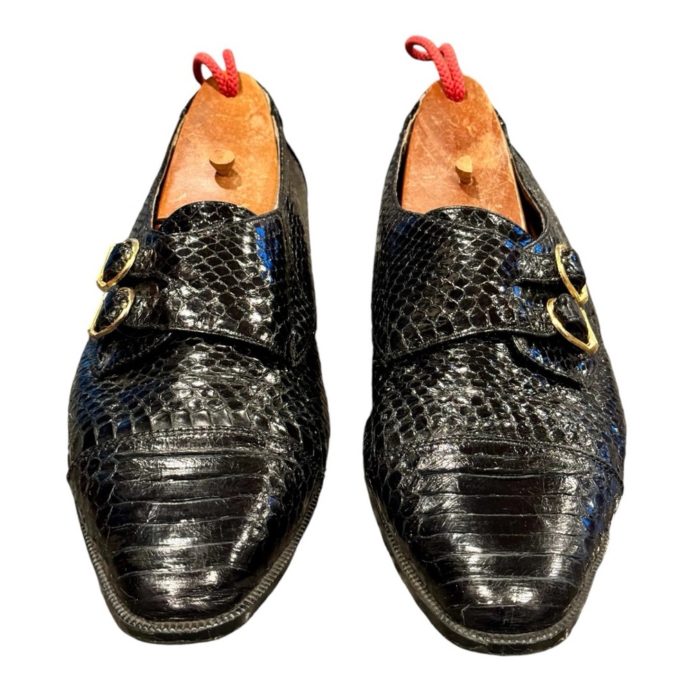 Giorgio Brutini Vintage Mens Snake Skin Shoes Size 10.5 Black Authentic